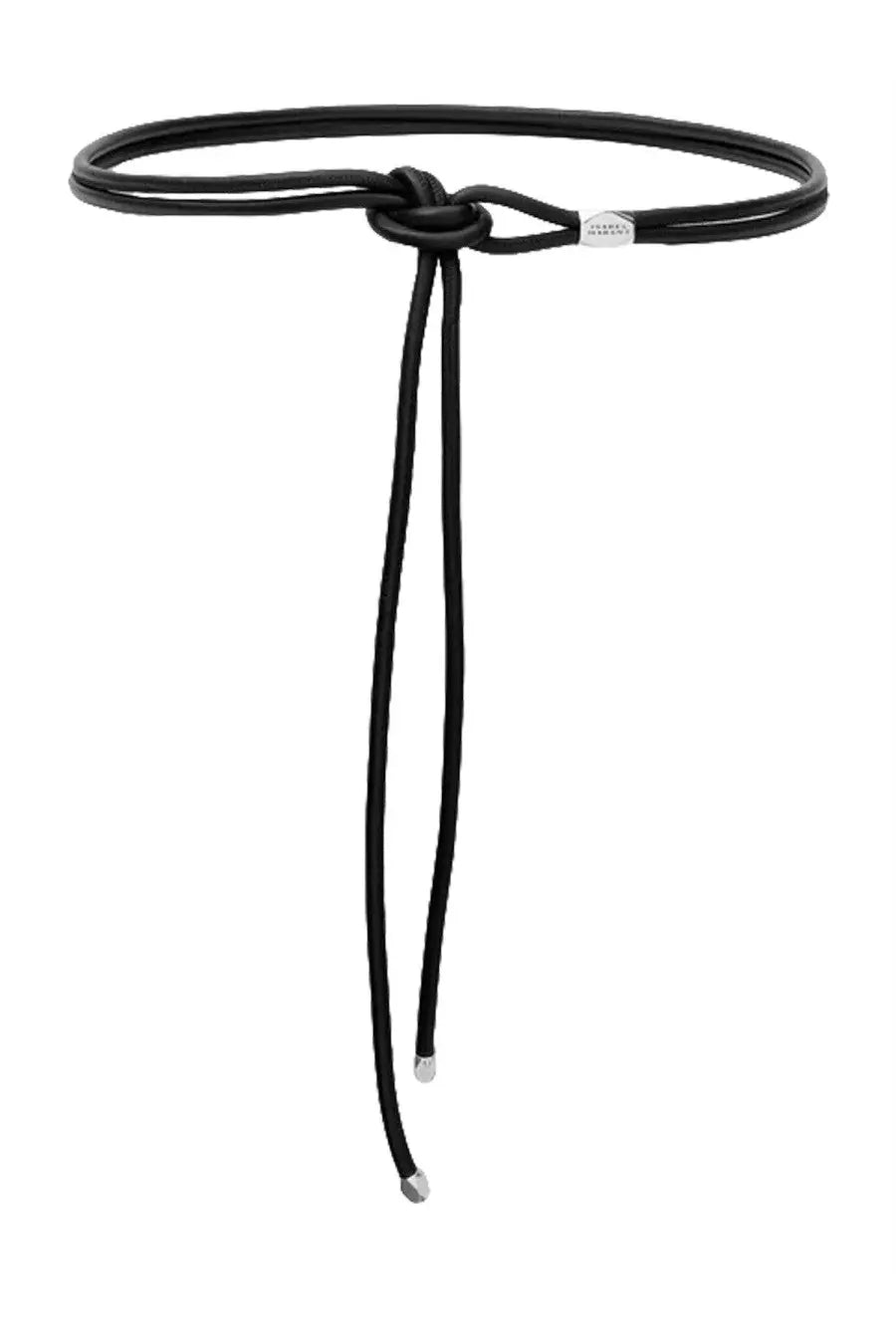 Isabel Marant women’s cintura silvia black leather belt with simple knot and silver-toned metal tips