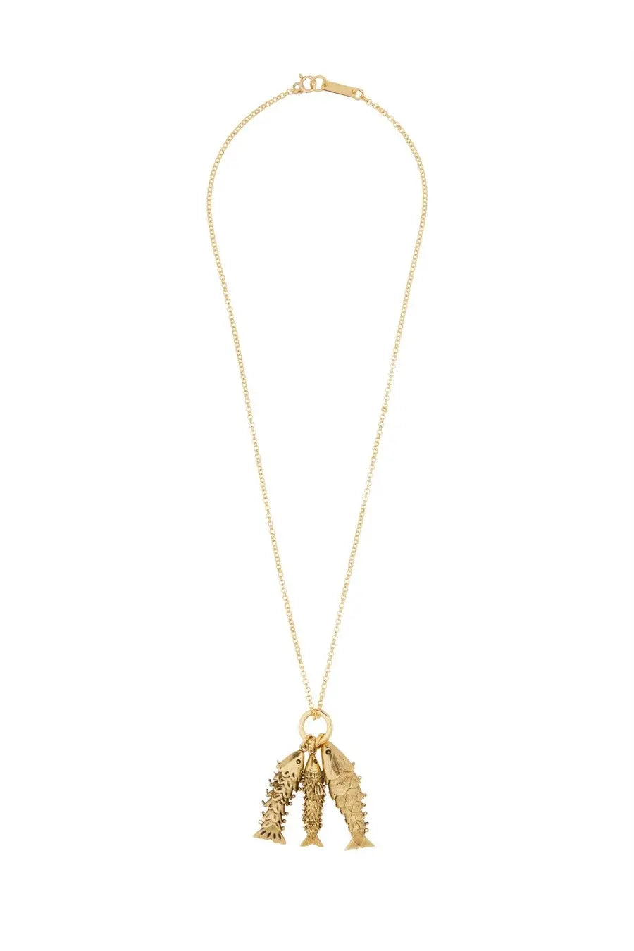 Isabel Marant women’s colllana river gold necklace with three detailed gold-toned fish charms on a delicate chain