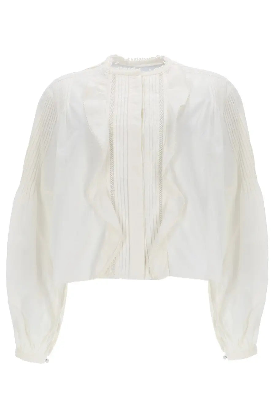 Isabel Marant women’s cubraly soft ivory blouse with delicate pleated front and ribbed textured sleeves