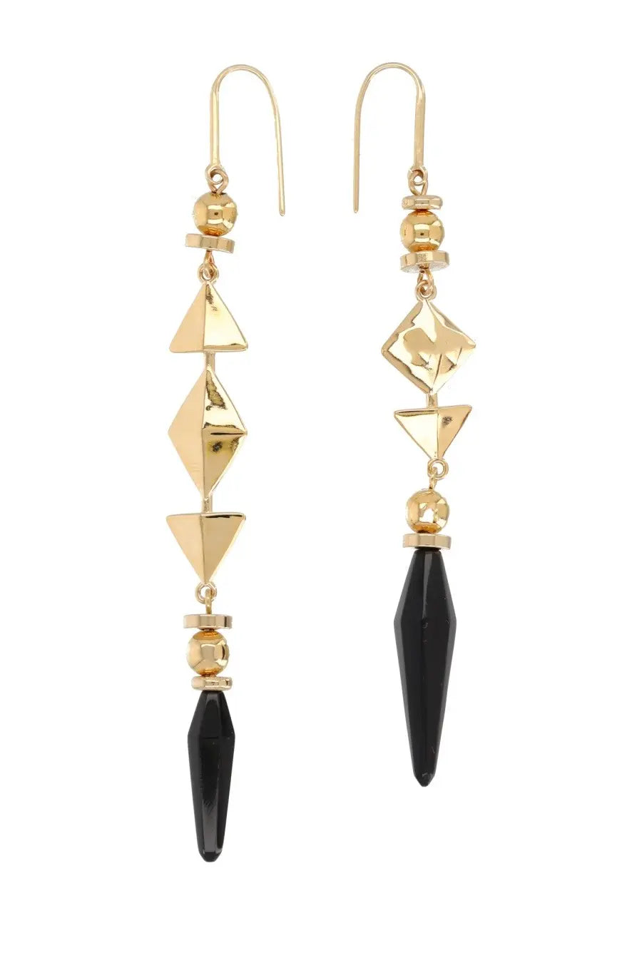Isabel Marant women’s Ida earrings black with gold-toned geometric beads and a sleek black faceted pendant drop