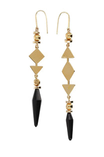 Isabel Marant women’s ida earrings black with gold-toned geometric shapes and black faceted teardrop pendants