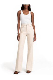 Cream-colored Isabel Marant women’s jeans belvira beige high-rise wide-leg jeans with a clean tailored fit