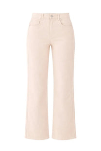 Cream-colored wide-leg trousers with clean minimalist design and classic five-pocket styling by isabel marant