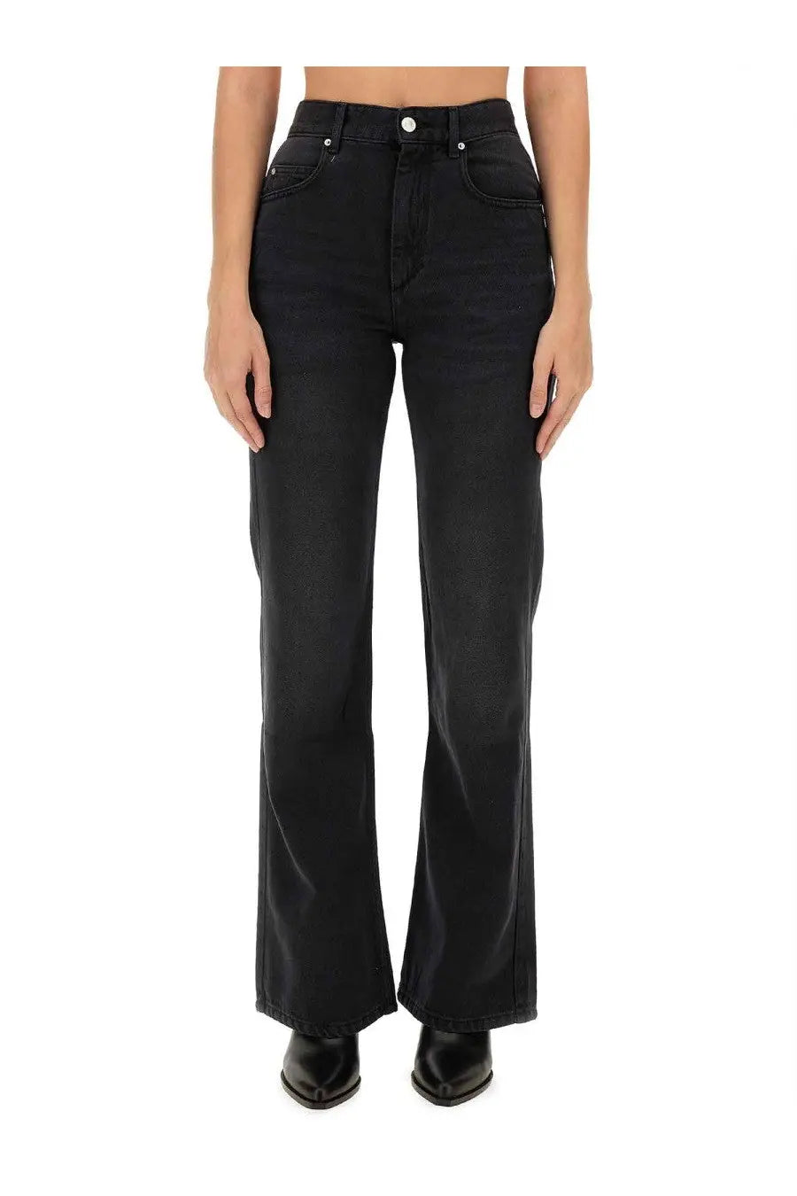 Isabel Marant women’s black high-waisted flared denim jeans with straight-leg cut and classic five-pocket design