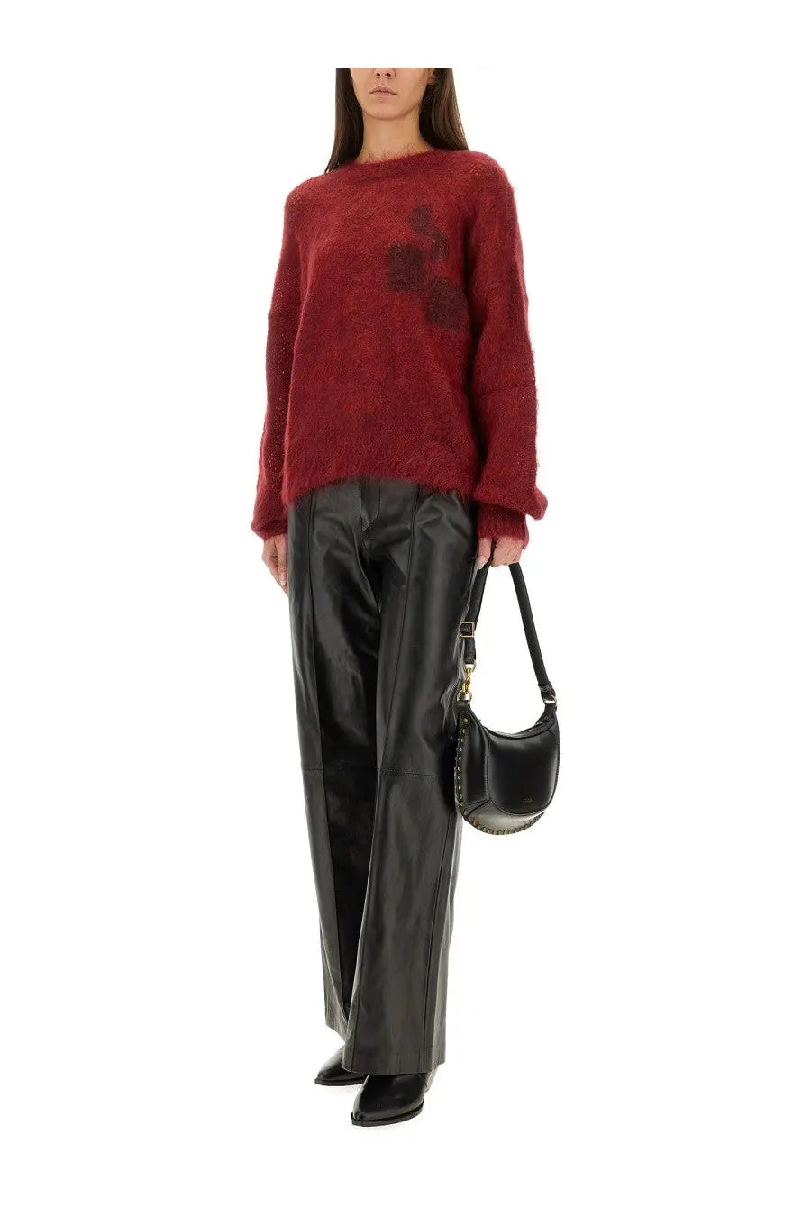 ISABEL MARANT Women's Leather Ciarra Pants Black, view 2