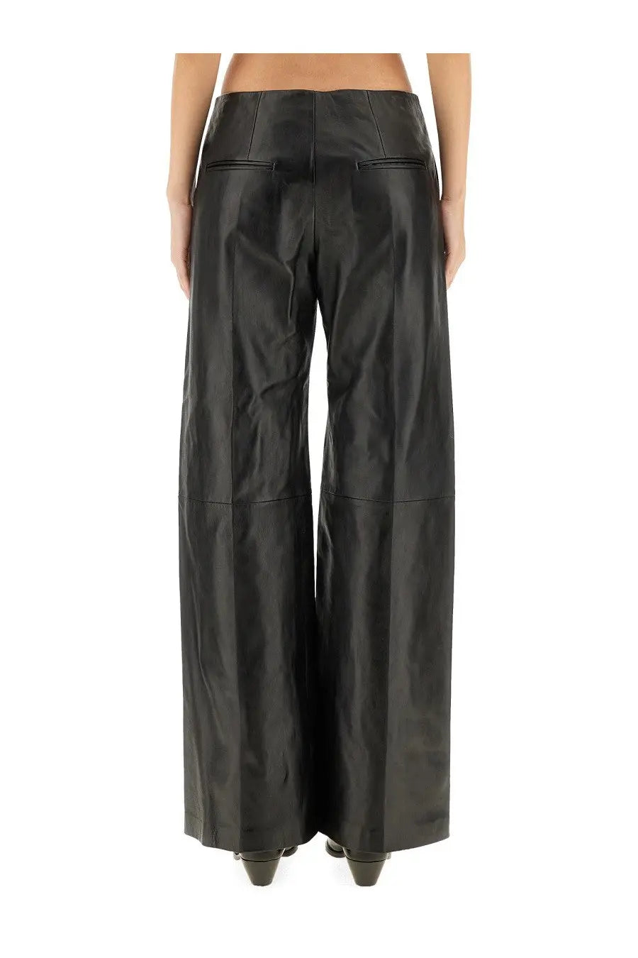 ISABEL MARANT Women's Leather Ciarra Pants Black, view 4