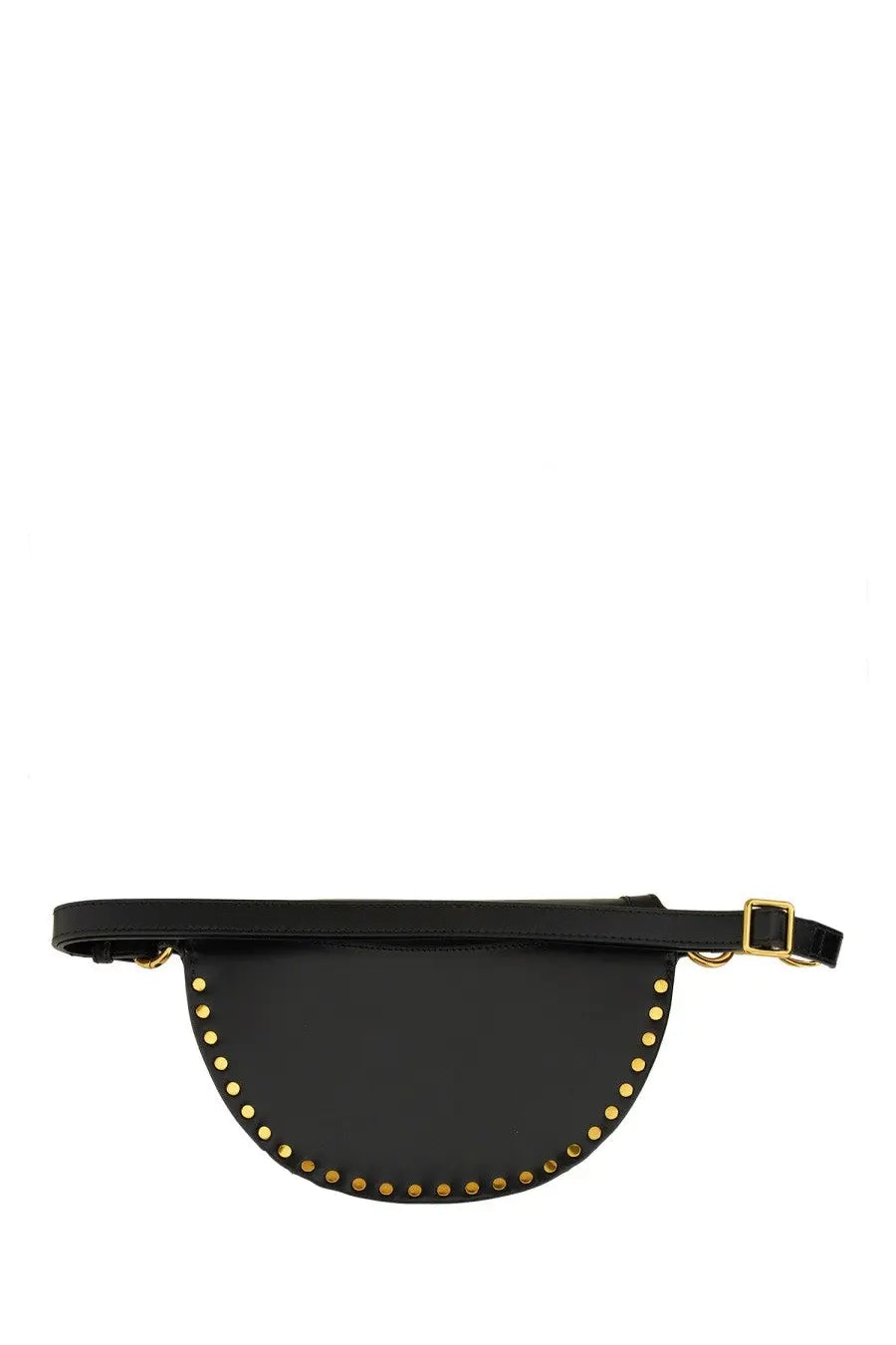 Isabel Marant women’s marsupio skano black leather half-moon belt bag with gold-tone studs and adjustable strap
