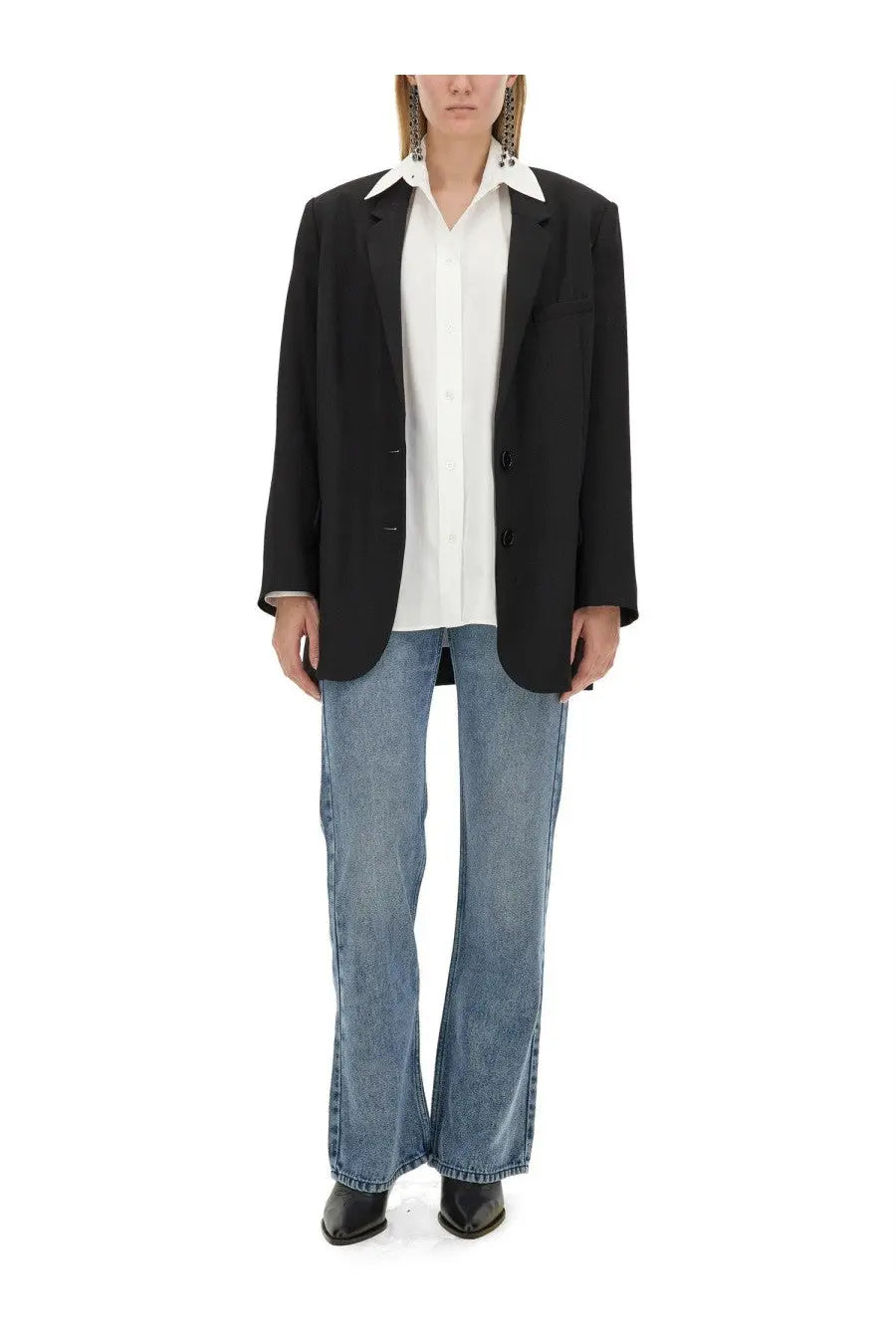 Isabel Marant women’s black oversized blazer with structured silhouette and notched lapels perfect for stylish outerwear