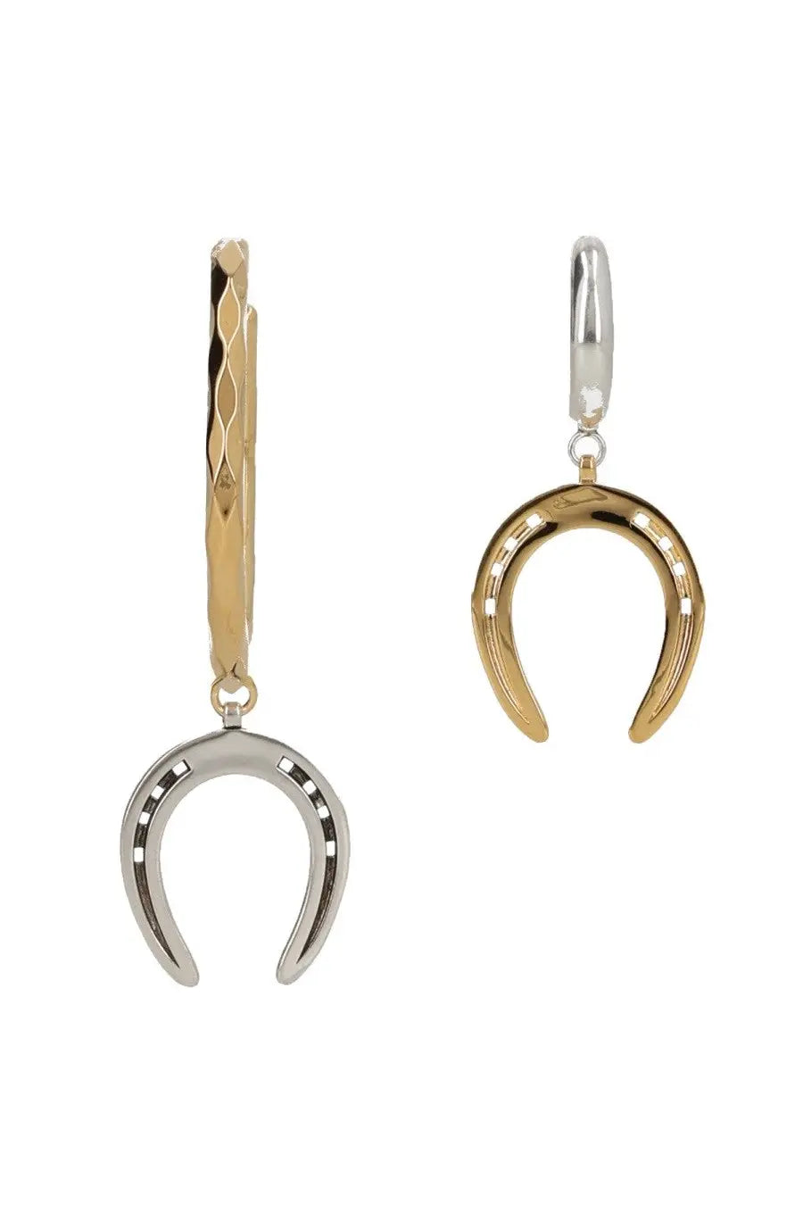 Isabel Marant women’s orecchini byrne asymmetric multicolor horseshoe earrings gold-tone textured and silver-tone smooth