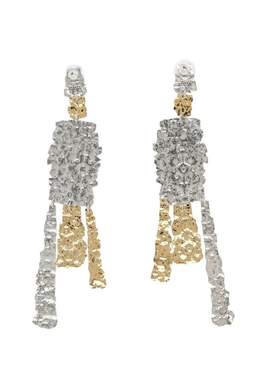 Isabel marant womens orecchini miller two-tone silver and gold statement earrings with textured layered metallic design