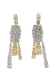 Isabel marant womens orecchini miller two-tone silver and gold statement earrings with textured layered metallic design