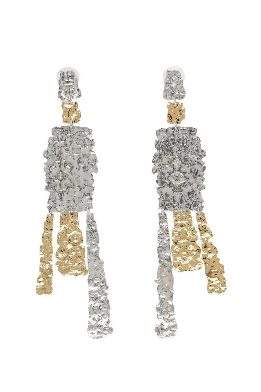 Isabel Marant women’s orecchini Miller silver and gold textured chandelier earrings with layered sculptural design