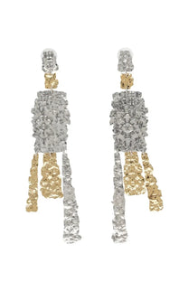 Isabel Marant women’s orecchini Miller silver and gold textured chandelier earrings with layered sculptural design