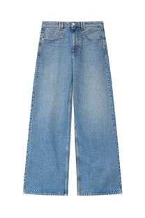 Isabel Marant women’s pantalone lemony blue light-wash denim jeans with wide-leg cut and classic five-pocket design
