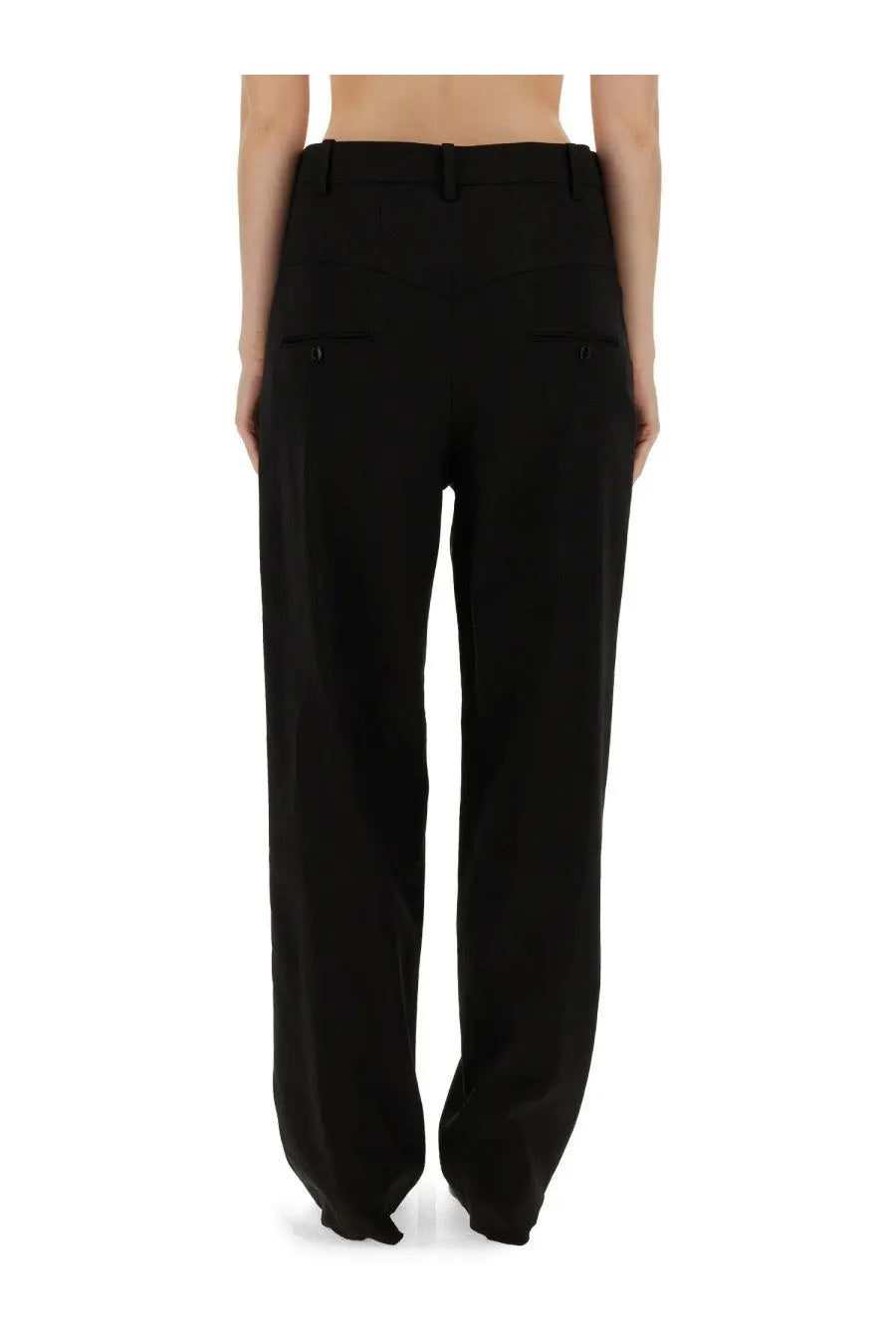 Isabel marant women’s black high-waisted straight-leg trousers with subtle front pockets ideal for stylish wear