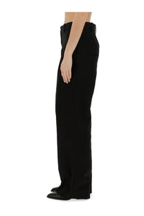 Isabel Marant women’s black high-waisted wide-leg trousers with a sleek minimalist design in smooth fabric