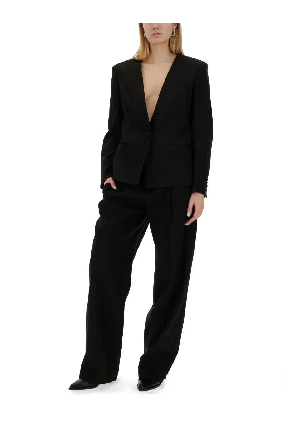 Isabel marant womens black tailored blazer with deep v-neck and structured shoulders perfect for formal wear