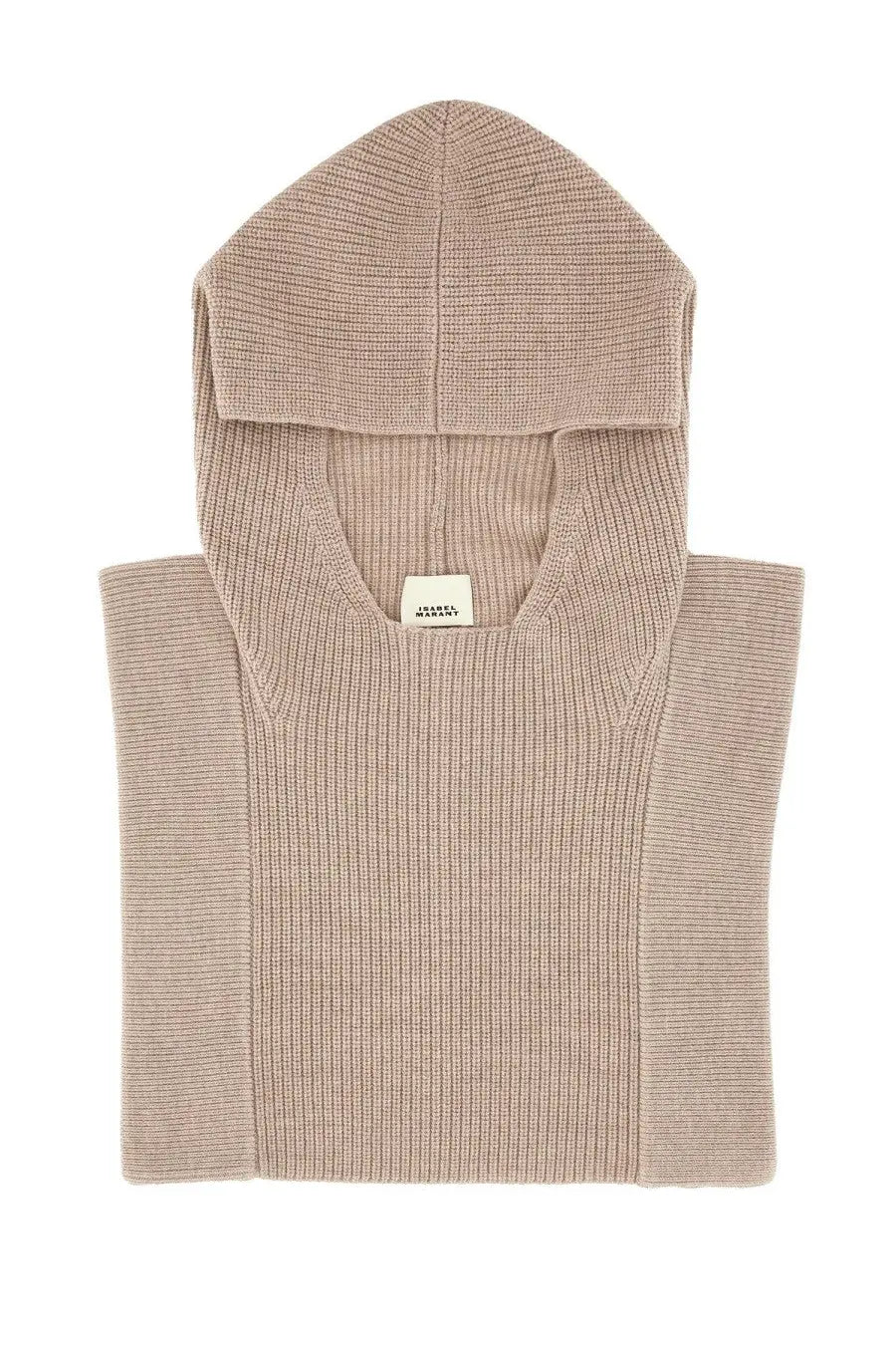 Isabel Marant women’s ribbed beige hooded sweater with soft textured knit and minimalist design
