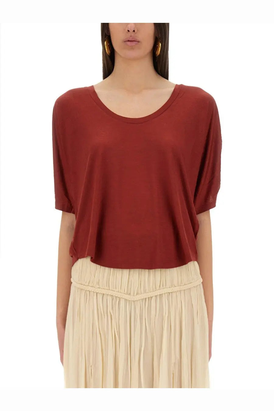 Isabel Marant women’s rust-colored short-sleeved shirt with relaxed fit and slightly flared sleeves