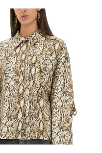 Isabel Marant women’s beige and brown snakeskin-patterned button-up shirt with collar in Florida multicolor design