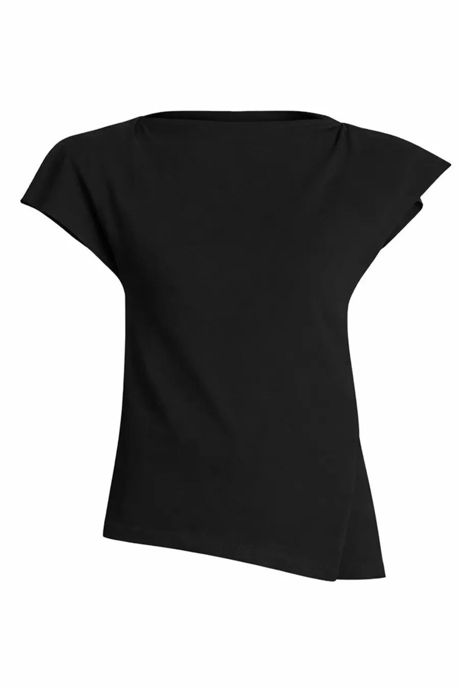 Isabel Marant women’s black short-sleeved shirt sebani with relaxed fit and asymmetrical hemline front view