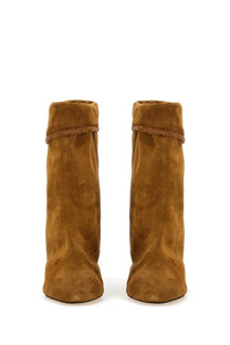 Isabel Marant women’s stivale dalby brown tan suede knee-high boots with braided leather cuff detail
