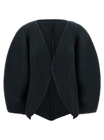 ISSEY MIYAKE Leaf Pleats Cardigan Black