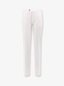 Brunello Cucinelli Men's Italian Fit Stretch Cotton Trousers White