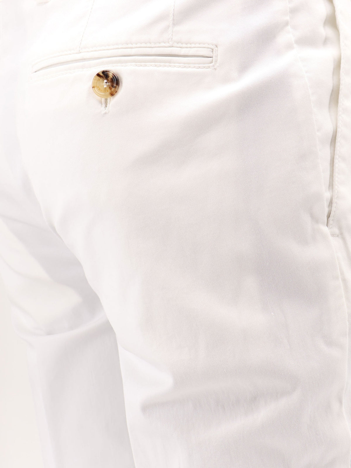 Brunello Cucinelli Men's Italian Fit Stretch Cotton Trousers White