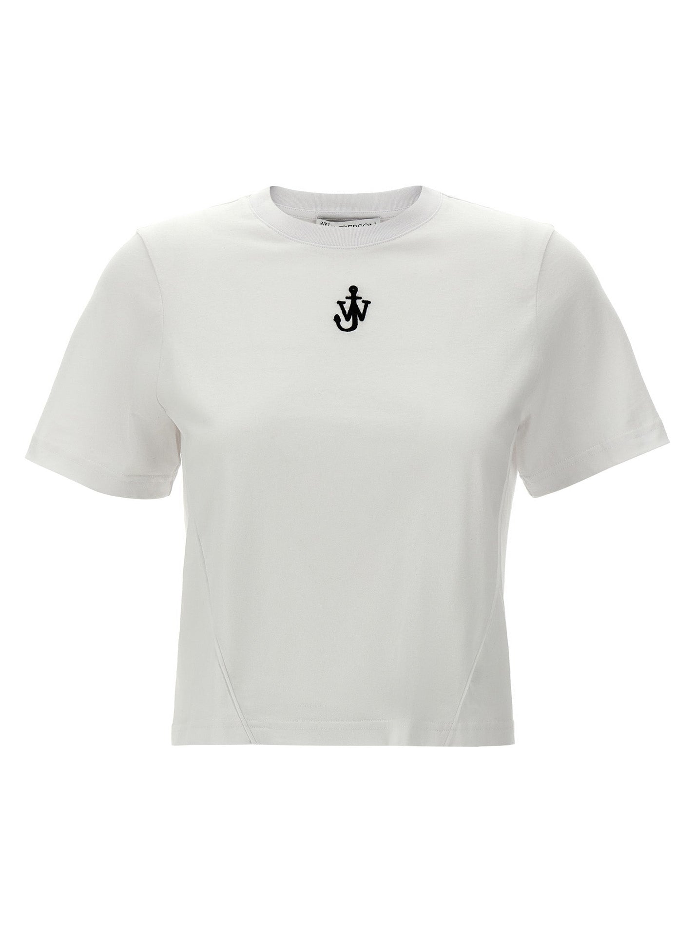 J.W.ANDERSON - J.W.ANDERSON - ’Anchor embroidery pannelled cropped’ T-shirt - Women’s Tops