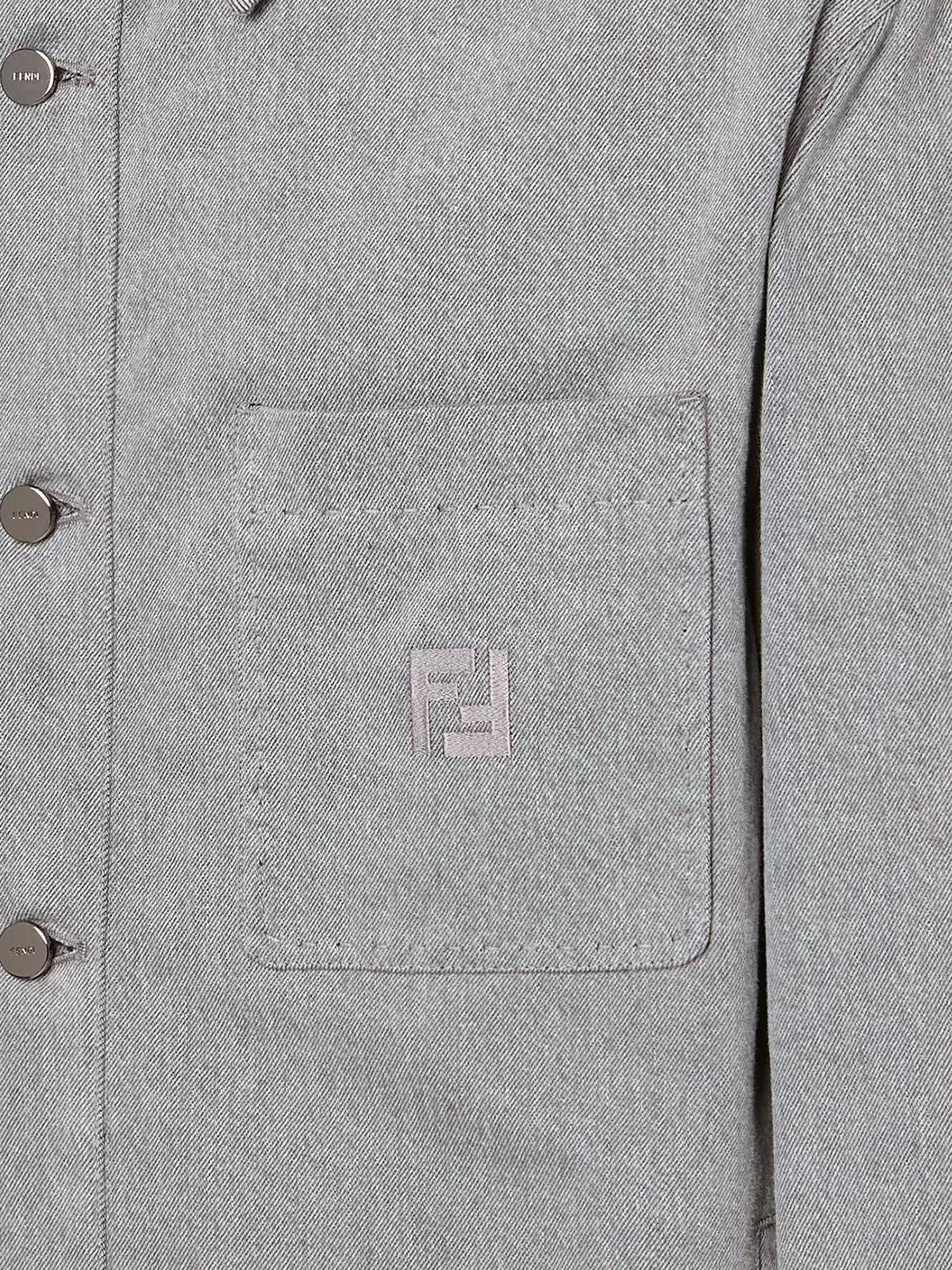 Fendi Men's Jacket Denim Stone Bleached Grey