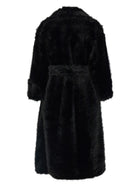 B&amp;B Couture Jackie Eco Fur Trench Coat Black, view 2