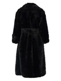 B&amp;B Couture Jackie Eco Fur Trench Coat Black
