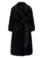 B&amp;B Couture Jackie Eco Fur Trench Coat Black