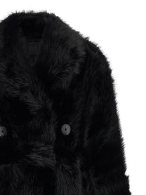 B&amp;B Couture Jackie Eco Fur Trench Coat Black