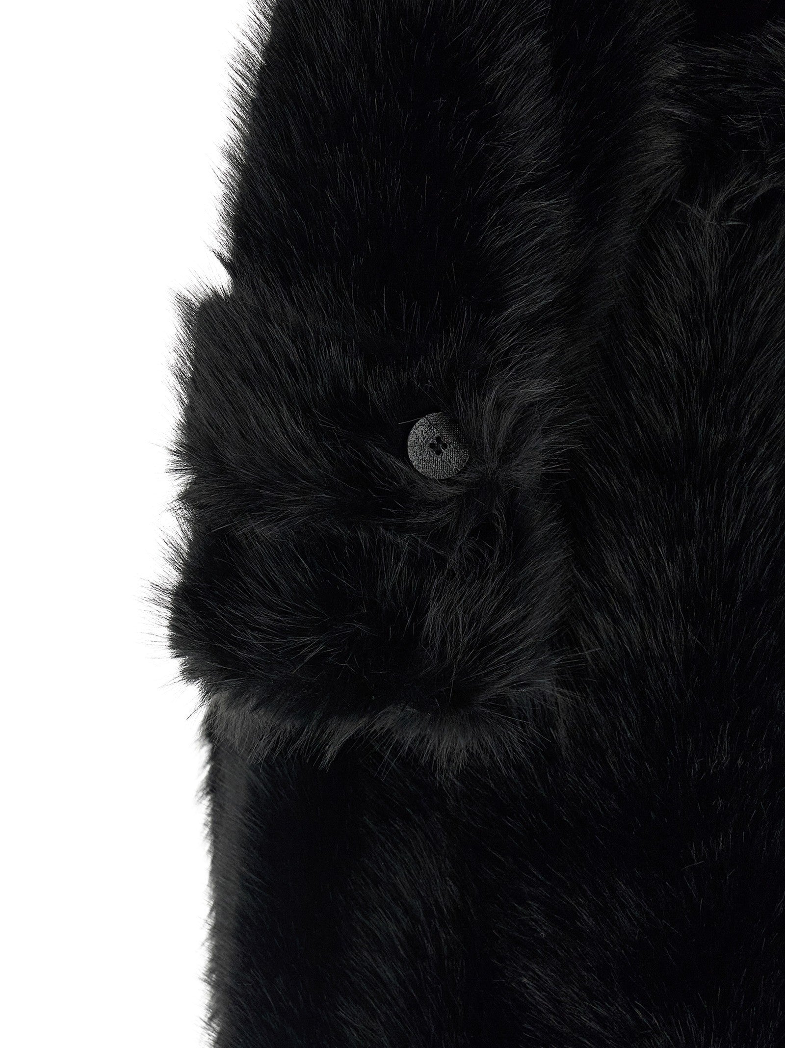 B&amp;B Couture Jackie Eco Fur Trench Coat Black