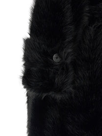 B&amp;B Couture Jackie Eco Fur Trench Coat Black