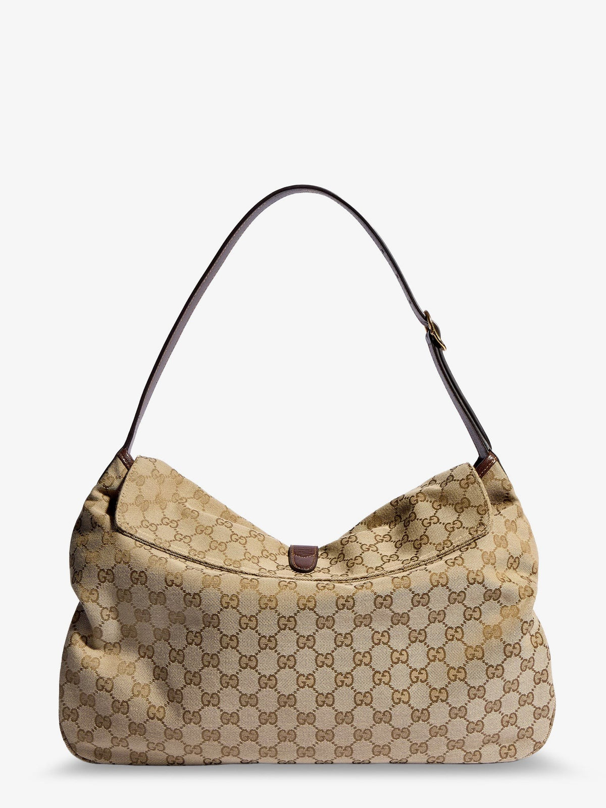 Gucci Men's Jackie Flap GG Canvas Shouder Bag Beige