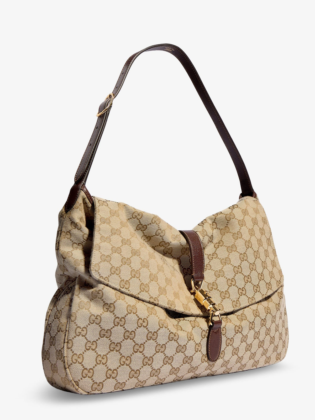 Gucci Men's Jackie Flap GG Canvas Shouder Bag Beige