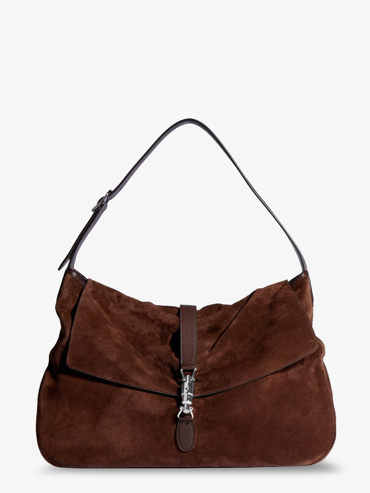 Gucci Men's Jackie Flap Suede Shoulder Bag Black
