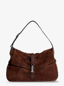 Gucci Men's Jackie Flap Suede Shoulder Bag Black