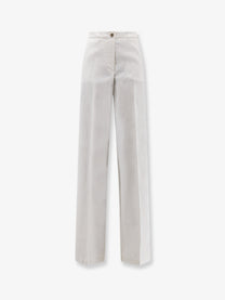 Pinko Women's Jacopone Linen and Viscose Trousers White