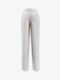 Pinko Women's Jacopone Linen and Viscose Trousers White