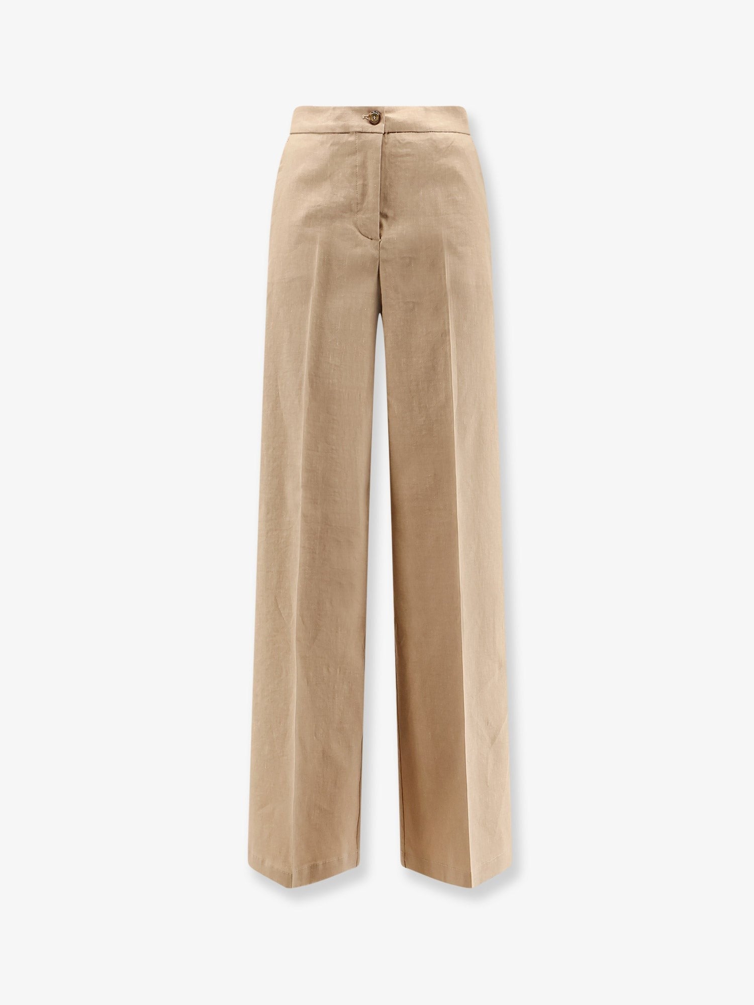 Pinko Women's Jacopone Linen and Viscose Trousers Beige
