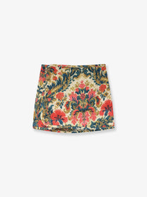 FARM Rio Women's Jacquard Arabesque Matelassé Mini Skirt White