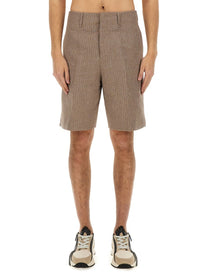 Fendi Men's Jacquard Bermuda Shorts Beige