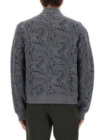 Etro Men's Jacquard Bomber Jacket Grey