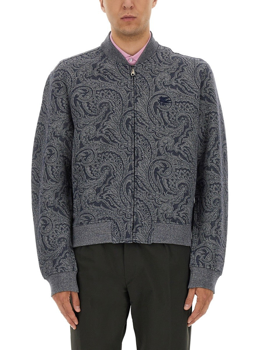 Etro Men's Jacquard Bomber Jacket Grey