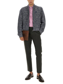Etro Men's Jacquard Bomber Jacket Grey