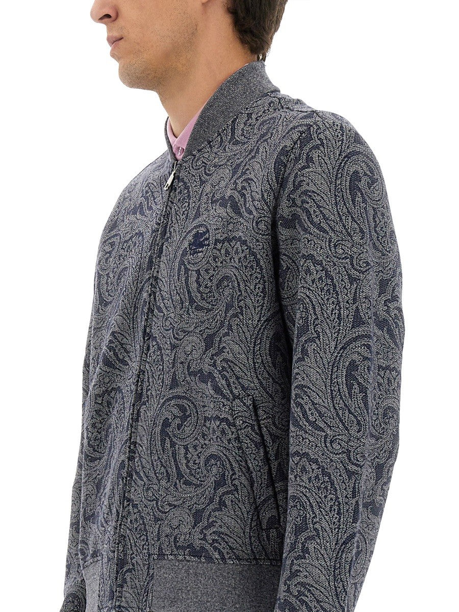 Etro Men's Jacquard Bomber Jacket Grey